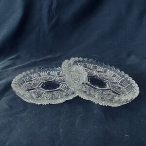 Vintage Pressed Glass Sunburst Pair of Ashtrays